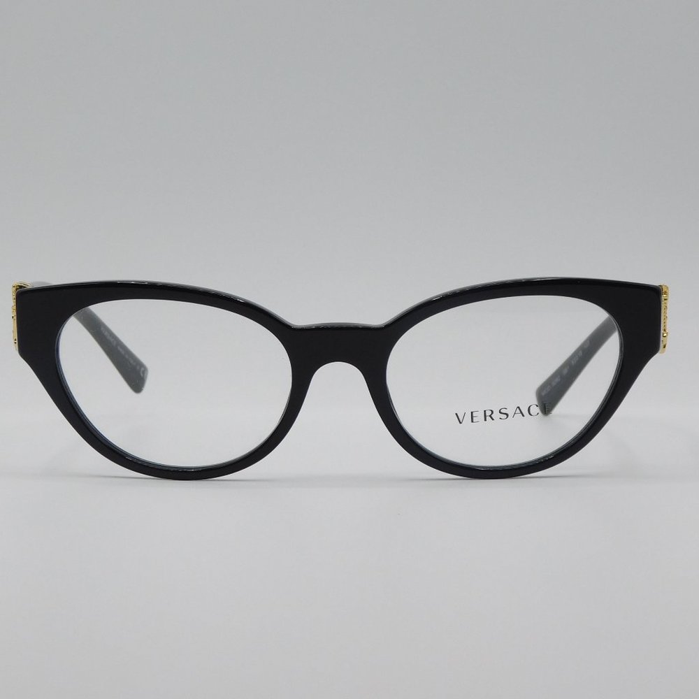 NEW VERSACE VE3282 GB1 BLACK CAT EYE WOMEN AUTHENTIC EYEGLASSES 53-19-140 - Picture 2 of 11